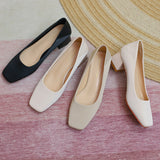 Nude Block Heels Closed Toe Chunky Heel Pumps Women's Spring Women's Shoes