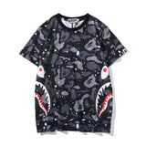 Wgm Shirt Bape Shark Head Men And Women Digital Printing Casual Sports Short Sleeve