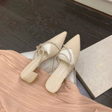 Nude Block Heels Closed Toe