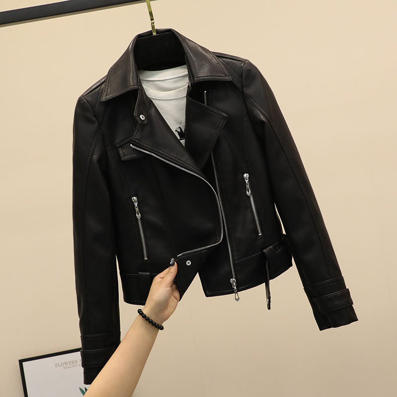 Women PU Leather Jacket Biker Motorcycle Coat Leather Coat Female Short Motorcycle Clothing Pu Small Leather Coat
