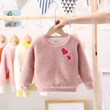 Girl Pullover Sweaters Autumn and Winter Cartoon Velvet Padded Thickened Sweater