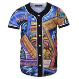 Baggy Baseball Jersey Men's Short Sleeve Baseball Shirt Digital Printed Cartoon