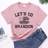 Let's Go Brandon T Shirt Letter Print Short-Sleeve T-shirt for Women
