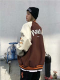 Jock Jacket Baseball Uniform for Women Spring and Autumn Stitching Contrast Color Couple Loose-Fitting Workwear Jacket Casual Jacket