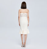 Women Spring Dress Waist-Tight Slim Fit Tube Top Lotus Leaf Hem Dress