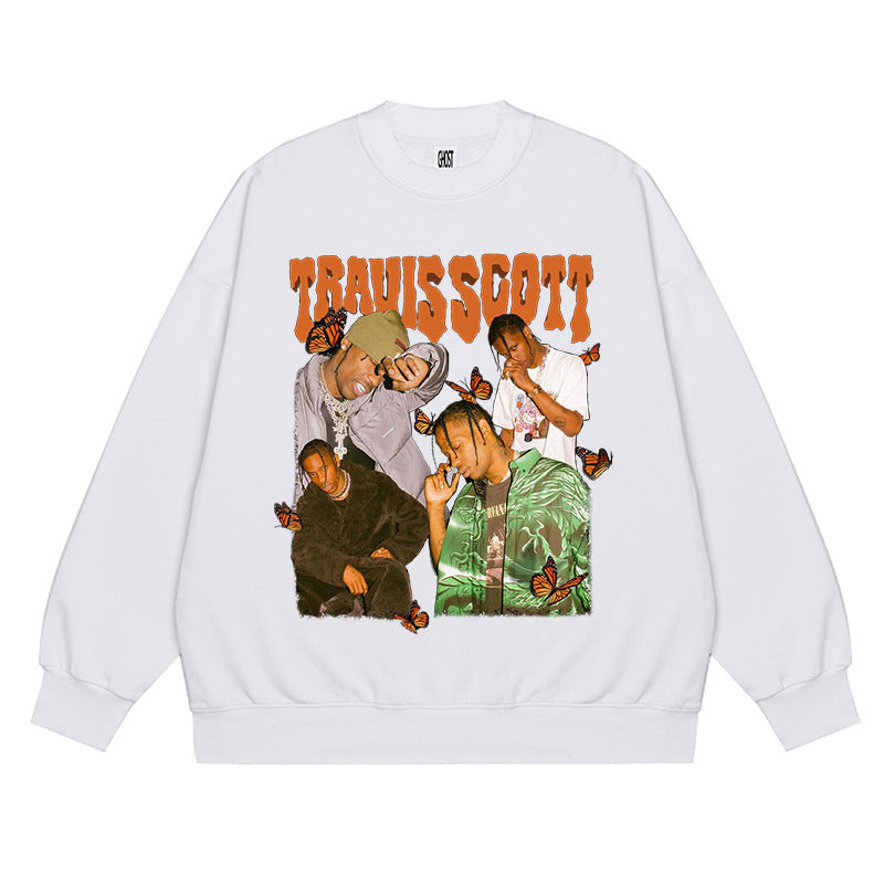 Cactus Jack McDonalds Shirt Hip Hop Character Print Loose round Neck Sweater