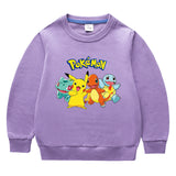 Children Pokemon Pikachu Hoodie Spring and Autumn Solid Color Cotton Sweater