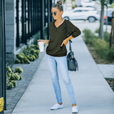 Women Fall Outfits Sweater Women's Autumn and Winter Long Sleeve Pure Color Slimming Top