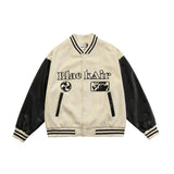 Red Varsity Jacket Blackair Autumn And Winter Embroidery Portrait Retro Color Matching Men 'S And Women 'S Baseball Jacket
