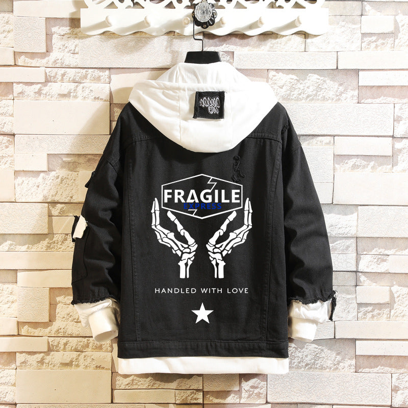Comic Denim Jacket Sweater for Men and Women Loose Denim Jacket