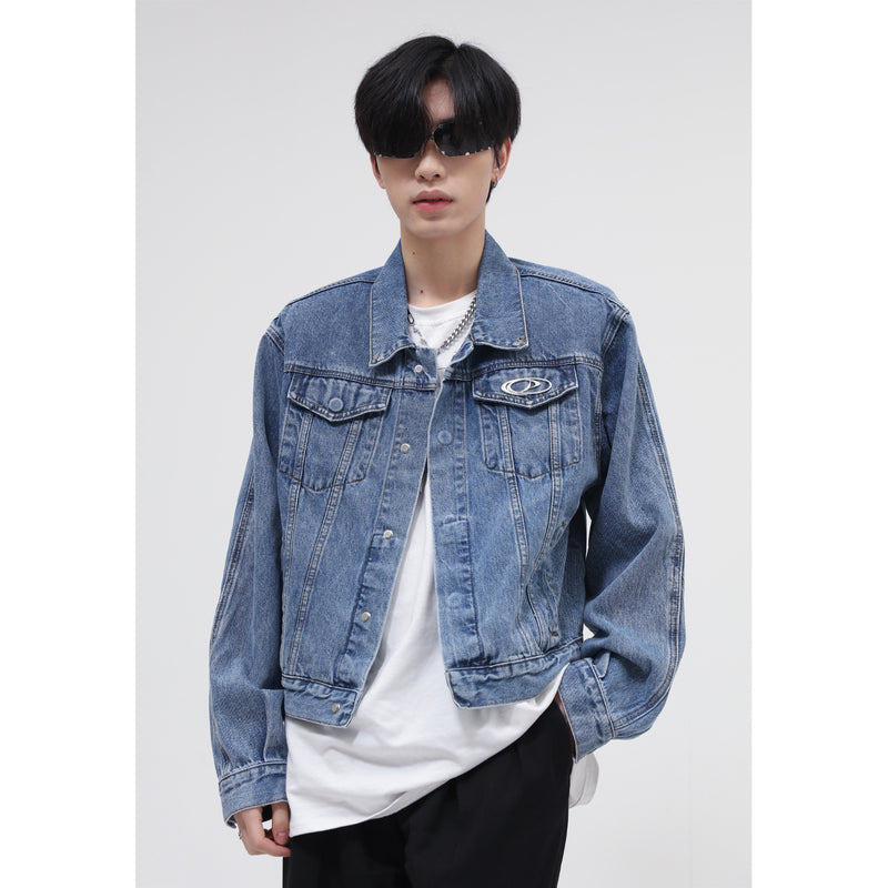 Paisley Denim Jacket Men's Loose Denim Jacket Coat