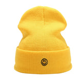 Smiley Face Cap Cute Smiling Face Embroidery Knitted Hat