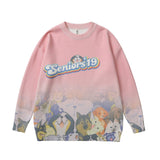 Mens Fall Outfits Sweater Man and Woman Cartoon Digital Couple Wear Knitted Pullover Top
