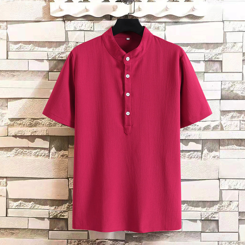 Men Hawaii Shirts Men's Solid Color Short Sleeve Shirt Casual