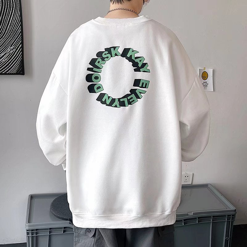 Men Sweatshirts round Neck Sweater Men's Autumn Letters Oversized Loose Coat