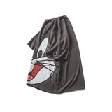 Bugs Bunny Shirt Loose Casual Cartoon Gray Clothing for Men