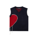 Men Sweater Vest Hand Stitching Color Matching Sweater Waistcoat Men's Brand Loose V-neck Sleeveless Sweater Vest