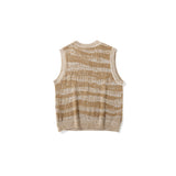 Men Sweater Vest Zebra Pattern Color Matching Sleeveless Sweater Vest Men's Loose V-neck Sweater Waistcoat Vest
