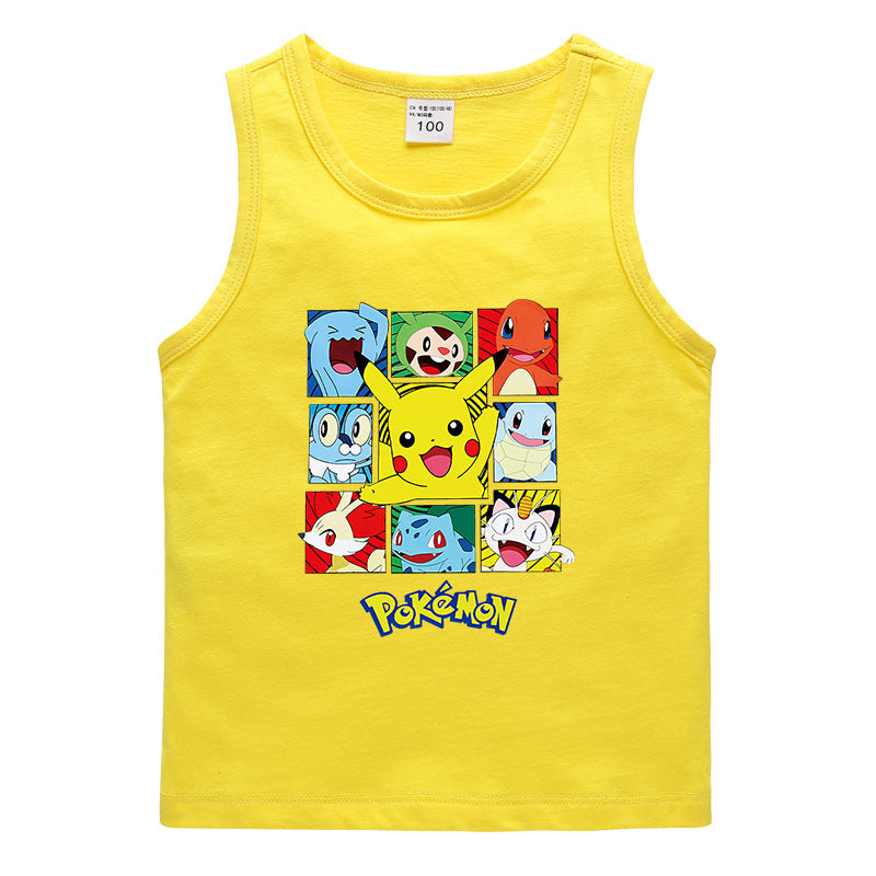 Children Pokemon Pikachu T Shirt Summer Casual Solid Color