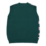 Men Sweater Vest Color-Contrast Check Sweater Vest Vest Men's BF Idle Style Loose V-neck Cardigan Sweater