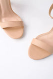 Nude Block Heels Summer Super High Heel Hollow Buckle Women's Sandals