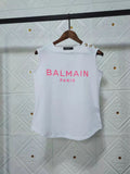 T Shirt Balmain Spring/Summer Letter Cotton round Neck Sleeveless Vest T-shirt for Women