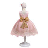 Toddler Girls Sequin Gown Dress Baby Birthday Dress Girl Princess Dress Embroidered Bow