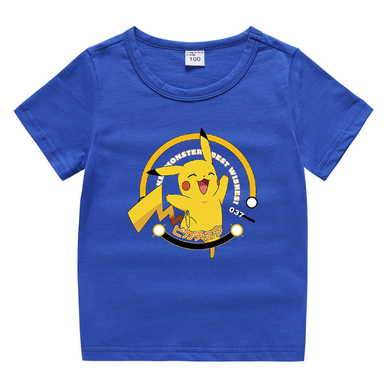 Children Pokemon Pikachu T Shirt Cute Cotton T-shirt Casual Sports Trend