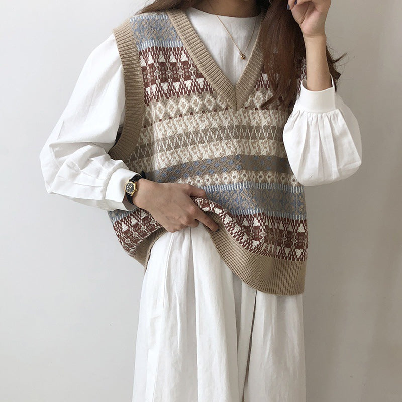 Preppy Aesthetic Sweater Short Loose Sweater Vest