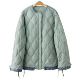 Women Winter Coats Puffer Jacket Down Coat Stitching Denim Lightweight Down Jacket Female Short Winter White Duck Down Coat