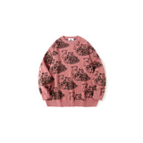 Mens Fall Outfits Smiley Face Jacquard Knitted Sweater Men's Loose Street Couple Casual Top