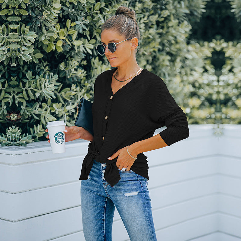 Women Fall/Winter Outer Match Knitted Cardigan Women's Waffle Sweater Coat