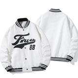 White Varsity Jacket Men's Spring and Autumn Workwear Jacket Youth Sports Baseball Uniform