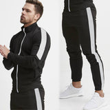 Men Tracksuit Sports Casual Solid Color Suit Outdoor Workout Zipper