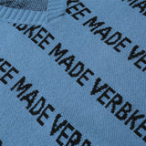 Men Sweater Vest Letter Jacquard Sweater Vest Men's Loose V-neck Vest Idle Style Sleeveless Sweater