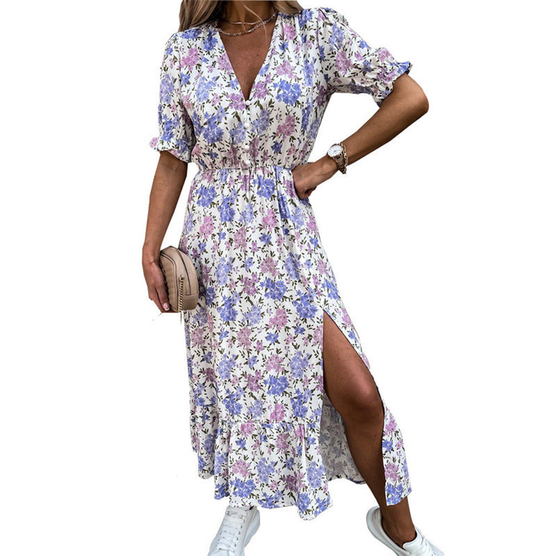 Emery Rose Dresses V-neck Sexy Printed Dress Women's Long Dress