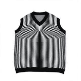 Men Sweater Vest BF Sweater Vest Men's Loose V-neck Sleeveless Sweater Waistcoat Jacket