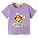 Children Pokemon Pikachu T Shirt Summer Short Sleeve T-shirt Cartoon Cotton Leisure Sports
