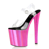 Hot Pink Heels Pink Solid Color High Heel Transparent Sandals Fish Mouth