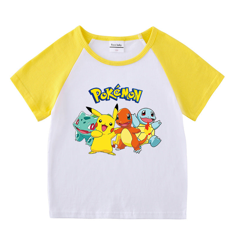 Children Pokemon Pikachu T Shirt Cotton T-shirt Casual Sports Cute