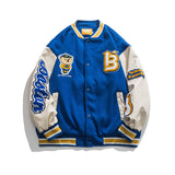 Baby Blue Varsity Jacket Spring Baseball Uniform Stitching Loose Lapel Jacket for Men