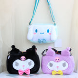 My Melody Bag Cartoon Cinnamoroll Babycinnamoroll Clow M Shoulder Bag Cute Double Layer Zipper Storage Plush Crossbody Bag