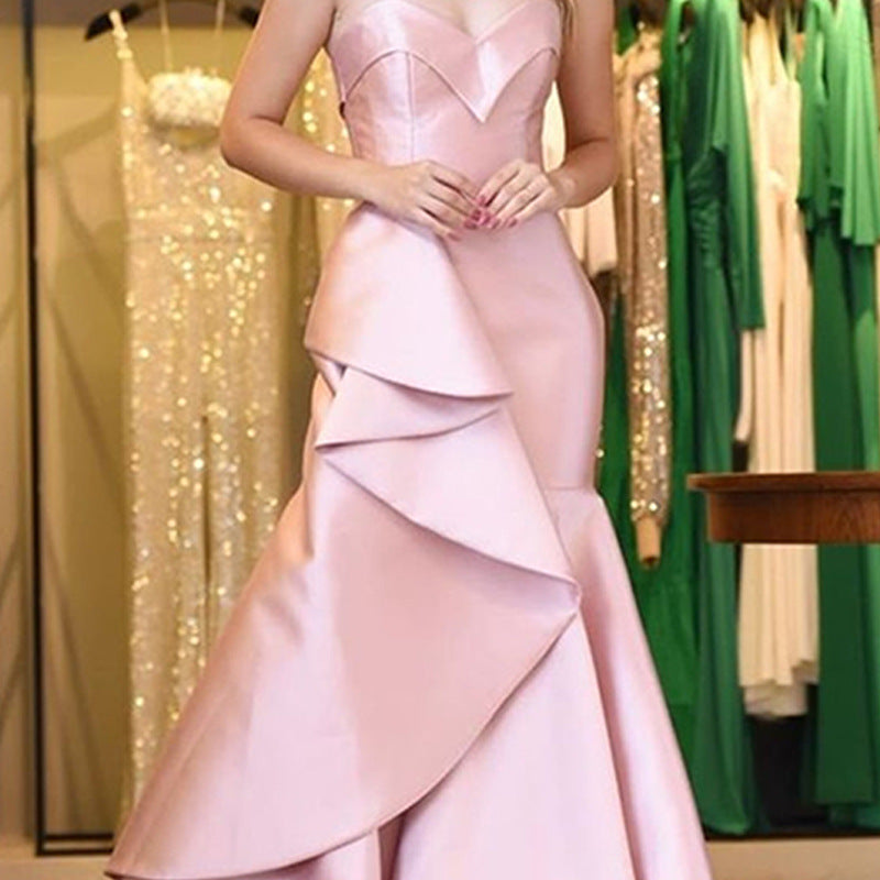 Bohemian Chic Wedding Guest Dress Temperament Banquet Sexy Fishtail Debutante Gala Dinner Texture Summer Bottoming Dress