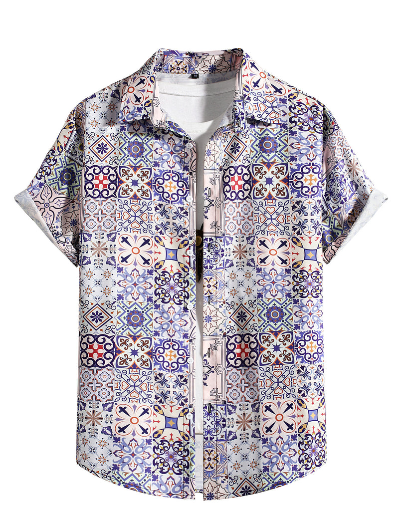 Men Hawaii Shirts Men's Casual Shirt Short Sleeve