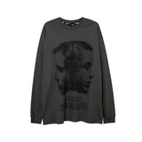 Mens Fall Outfits Graffiti Letter Printed Loose Long Sleeves T-shirt Men and Women Couple round Neck Sweater