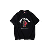 WGM Closing Shark Print Short Sleeve Loose T-shirt