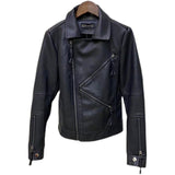 Women PU Leather Jacket Biker Motorcycle Coat Spring and Autumn Loose Motorcycle Polo Collar Top