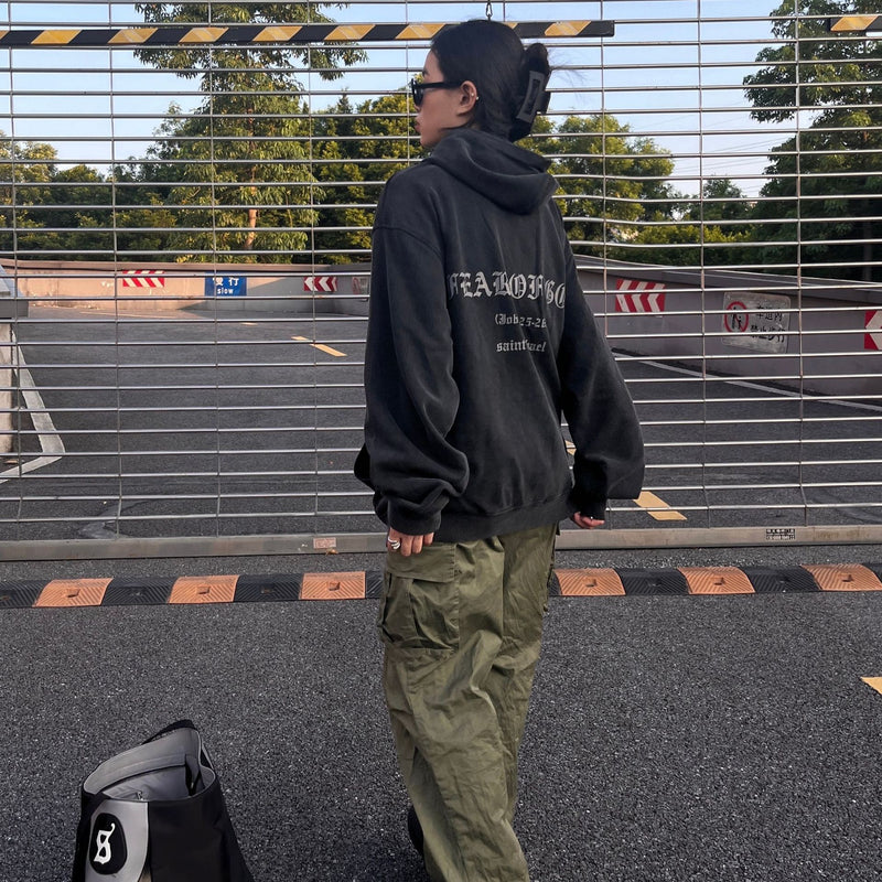 Saint Michael Hoodie Joint Name Fog Dark Lady Limited Retro Heavy Distressed Hooded