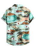 Men Hawaii Shirts Short-Sleeved Shirt Red Casual Summer Men's Shirt