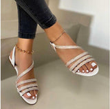 Women Open Toe Sandals Flats Spring Fashion Casual Plus Size Hollow-out Flat Sandals